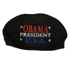 Obama President Newsboy Driving Hat Cap Black Red White Blue Beret
